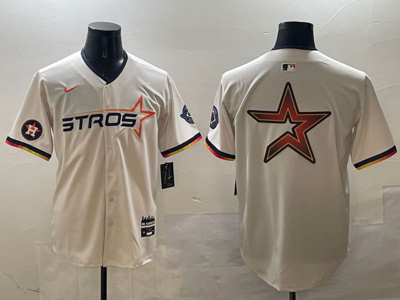 Men Houston Astros Blank Cream Three generations Joint Name 2025 Nike MLB Jersey style 10